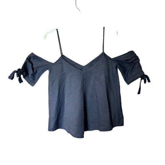 Anthropologie Silence & Noise Chambray Denim Cold Shoulder small - Picture 1 of 8